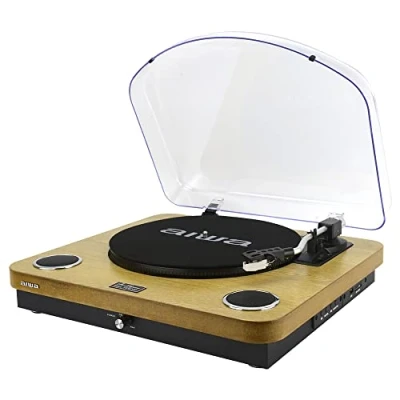 Afbeelding van AIWA GBTUR 120WD Platenspeler Bluetooth 3 snelheden FM Radio Hout