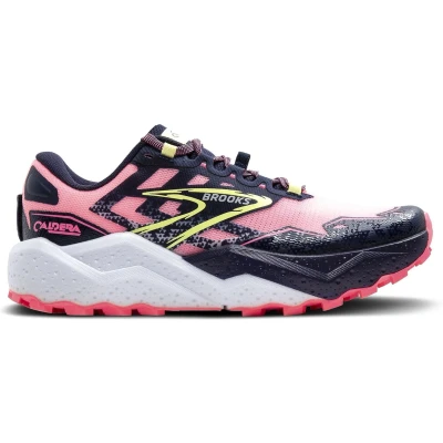 Afbeelding van Brooks Caldera 7 Trail hardloopschoenen, Dames, Maat: 38.5, Pink peacoat sunny lime Textiel