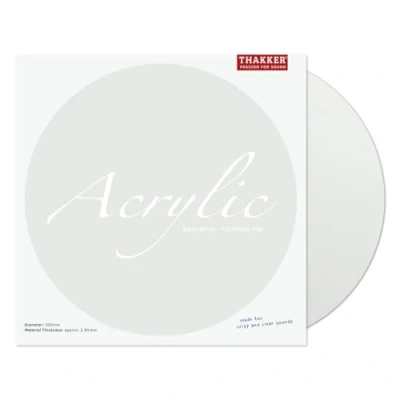 Afbeelding van THAKKER Acryl Mat Satin White Platenspelermat van gesatineerd acrylglas Wit 300 mm diameter voor 12&#039; draaitafels