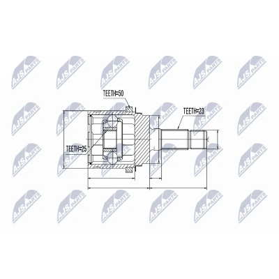 Afbeelding van NTY NPZ HD 048 Homokineet Achteras, Wielzijde Met ABS sensorring