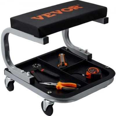 Afbeelding van VEVOR autowerkplaatsrolplank, werkplaatsligstoel, montageligstoel, werkplaatskruk, 36 x cm, montagerolplank met zitting 18 4 staal + PU draagvermogen tot 113 kg, gerepareerde kruk