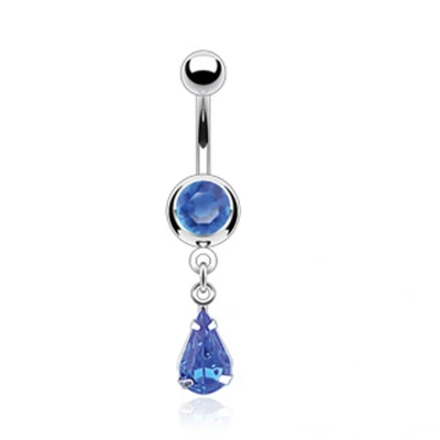 Afbeelding van Navelpiercing hanger druppel blauw