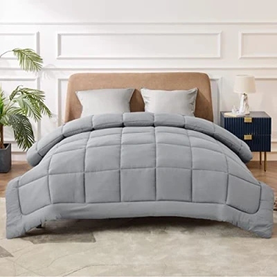 Afbeelding van Bedsure Tweepersoonsbed 80 winterbed, vulling van Nordico, 135 x 200 cm, 450 g/m², voor kinderbed 190, zachte en warme vezel, vet grijs