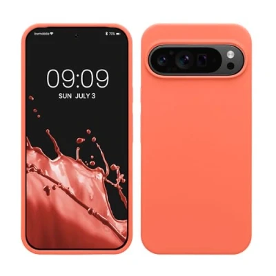 Afbeelding van kwmobile telefoonhoesje geschikt voor Google Pixel 9 Pro XL Hoesje met siliconen coating Smartphone case in levendig koraal