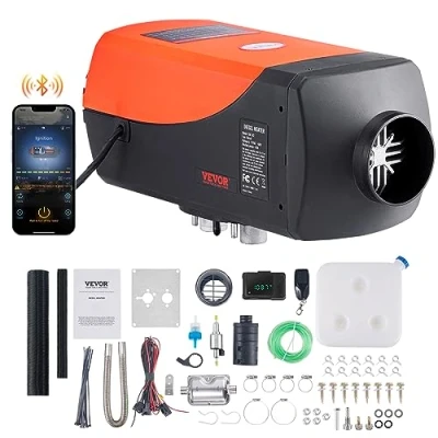 Afbeelding van VEVOR Air Diesel Standkachel 5KW 12V Auto Heater Luchtverwarmer met LCD display &amp; Afstandsbediening Bluetooth APP voor Auto&#039;s, Campers, Boten, Vrachtwagen Oranje