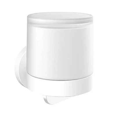 Afbeelding van EMCO Ronde zeepdispenser met eenhandsbediening voor wandmontage, elegante wandzeepdispenser van metaal en kristalglas, vloeibare zeep, mat wit gesatineerd