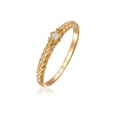 Afbeelding van Elli PREMIUM Dames Ring verlovingsring Basis met diamant (0,006 ct) in 585 geel goud