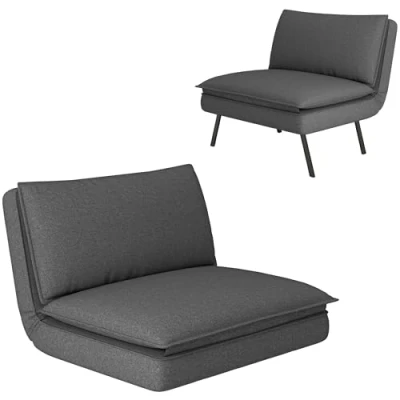 Afbeelding van HOMCOM Vloerstoel 4 in 1 Inklapbaar Polyester Donkergrijs