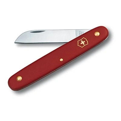 Afbeelding van Victorinox Blumenmesser für Linkshänder, Gartenwerkzeug, mit Rostfreier Gerader Klinge, 55 mm, Swiss Made, rot