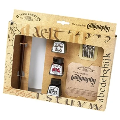 Afbeelding van Winsor &amp; Newton 1190190 kalligrafie inkt (voor vulpen of schrijfveren, onderling mengbaar, lichtecht, bestendige kleur) 30 ml fles matzwart