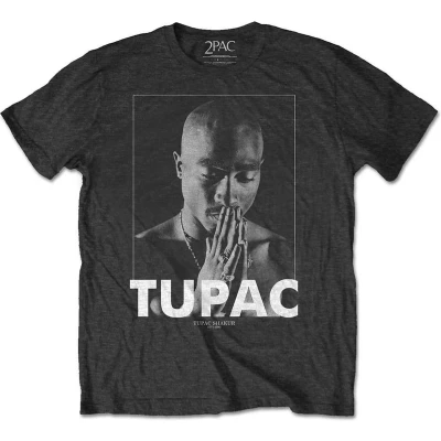 Afbeelding van Tupac Praying Heren T shirt L Grijs