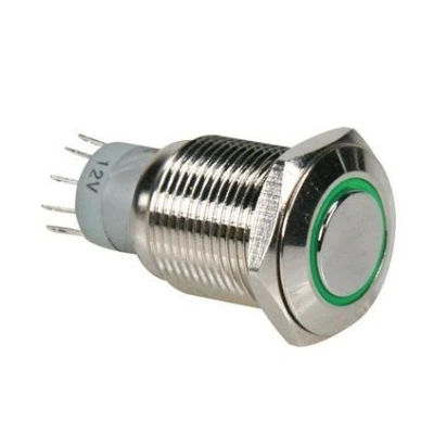 Afbeelding van Ronde Metalen Drukknop Spdt 1No 1Nc Groene Ring