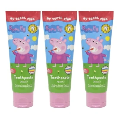 Afbeelding van My Teeth Time Peppa Pig Tandpasta, Tandverzorging voor 3 8 jarigen Bubble Gum Smaak, Regenboog Gestreept, 75ml, Pack