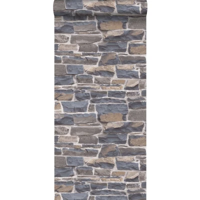 Afbeelding van Leen Bakker ESTAhome Behang Stenen Muur Blauw En 53cm X 10,05 M Vlies
