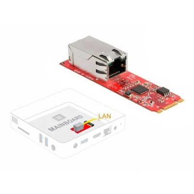 Afbeelding van Delock Konverter M.2 Key B+M Stecker zu 1 x RJ45 2,5 Gigabit LAN Port