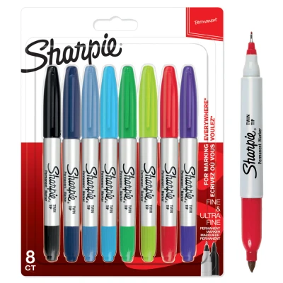 Afbeelding van Viltstift Sharpie Twin Tip rond 0.5mm en 0.9mm blister à 8 stuks ass