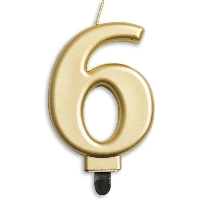 Afbeelding van Kaars 6 jaar Goud Metallic 8cm