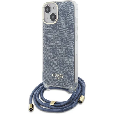 Afbeelding van Guess 4G Printed Crossbody Back Case Geschikt voor Apple iPhone 15 (6.1&quot;) Blauw