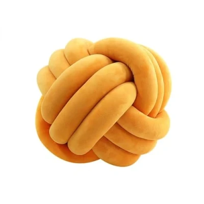 Afbeelding van Knoopkussen, knoop hoofdkussen, rond kussen, decoratief sierkussen knopen voor bank, bed, woonkamer, kurkuma, 27 cm