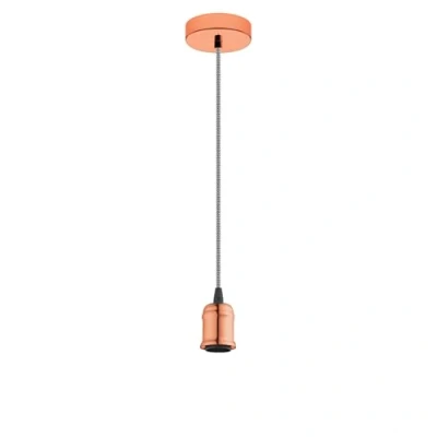 Afbeelding van Eglo Hanglamp Yorth pendel koperbruin met zwart wit snoer 32542
