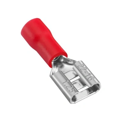 Afbeelding van Heschen Vrouwelijke Quick Disconnects Vinyl geïsoleerde 6,3 x 0,8 mm kabelterminal voor 0,5 1,5 mm² (22 16 AWG) Rood 100 stuks