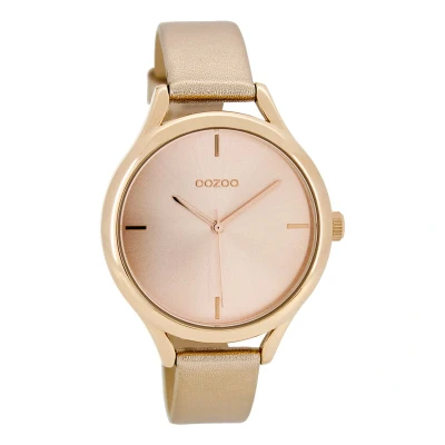 Afbeelding van OOZOO Timepieces rosé goudkleurige horloge met leren band C8347