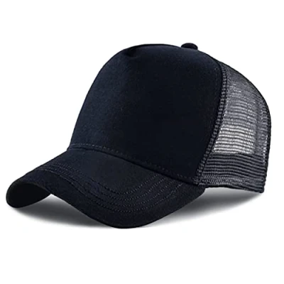 Afbeelding van 5 panelen achter tricot trucker baseballpet, verstelbare high profile pet, Zwart, Eén maat