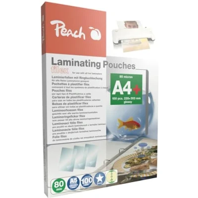 Afbeelding van Peach S PP580 21 lamineerfolie A4, 80 mic, glanzend, afneembaar, 100 stuks