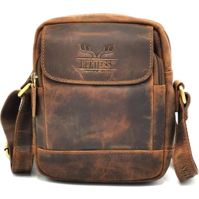 Afbeelding van Hunters schoudertas crossbody Buffelleer Klein formaat (bxhxd) ca. 16cm x 21cm 6,5cm