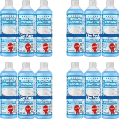 Afbeelding van 12 x 1000 ml dweilrobot reinigingsmiddel concentraat met frisse geur &amp; doseerbeker streepvrij schuimarm zuigwisser vloerreiniger