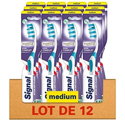 Afbeelding van SIGNAL Tandenborstel 12 Medium, Integral 8 complete verzorging, voor een grondige mondhygiëne, recyclebaar (12 stuks)