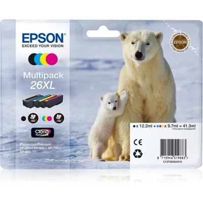Afbeelding van Epson 26XL (C13T26364012) Inktcartridge 4 kleuren Voordeelbundel Hoge capaciteit