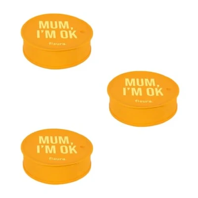 Afbeelding van Fisura Deksel voor drugsbekers &quot;Mum, I&#039;m ok&quot;, 3 stuks, originele drankbescherming, herbruikbaar, lekvrije drinkbekerbescherming van siliconen, stuks