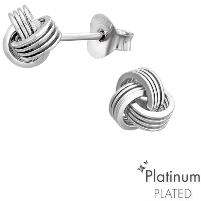 Afbeelding van JoyS Zilveren knoop oorbellen 7 mm knot oorknopjes sterling zilver 925 platinum plated