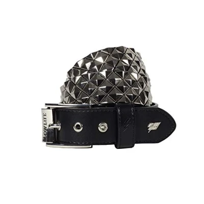Afbeelding van Lowlife of London Riemen Armor Piramide Lederen Riem, Diagonale Studded Riem Punk Goth Rock Diamond Metal Stud Diagonaal gelegd, Alternatieve voor Mannen en