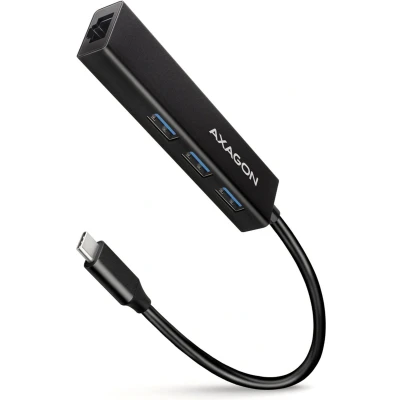Afbeelding van AXAGON HMC GL3A 3x USB A + GLAN, 3.2 Gen 1 hub, metal, 20cm C cable *USBCM *USBAF *RJ45F