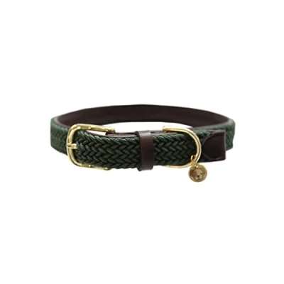 Afbeelding van Gevlochten Nylon Hondenhalsband olive green M/L 358m