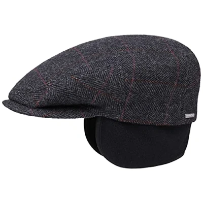 Afbeelding van Stetson Kent Wool Cap Oorbescherming Heren Made in the EU kleppetten flat hat wintercap met klep oorflappen voering voor Herfst/Winter 57 cm antraciet