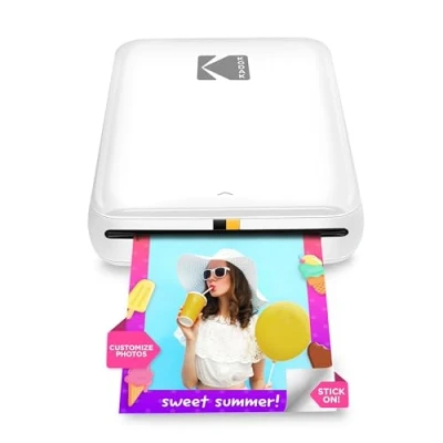 Afbeelding van KODAK Step Printer Draadloze mobiele fotoprinter met zinktechnologie drukt foto&#039;s van 2 x 3 inch af (wit) App voor iOS en Android apparaten slimme Bluetooth of NFC apparaten.