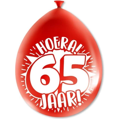 Afbeelding van Ballonnen 65 jaar party 30cm 8 stuks