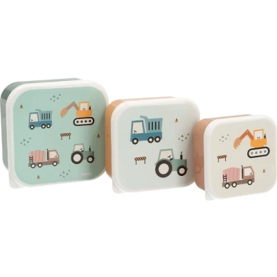 Afbeelding van Tutete snackboxjes set 3 stuks Tractor werkvoertuigen