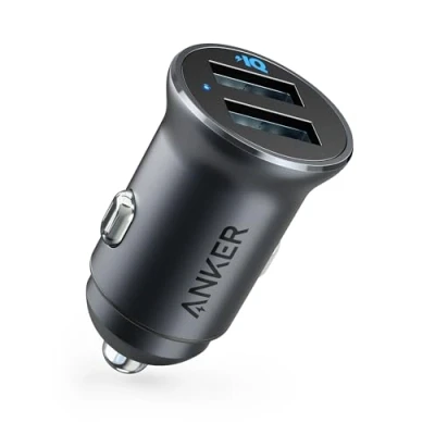 Afbeelding van Anker 320 Car Charger (24W II) oplader, mini autolader, 4,8 A dubbele USB met blauw ledlicht, voor iPhone13/12/11/XR/Xs, iPad Pro/Air 2/mini, Galaxy en meer