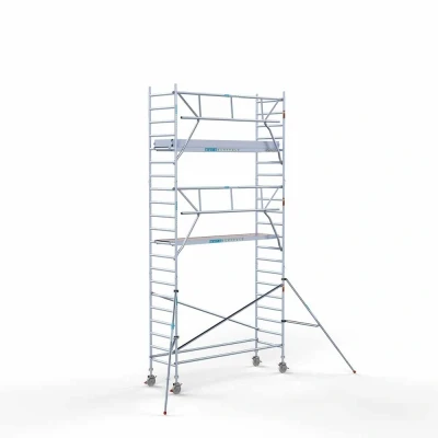 Afbeelding van Professionele aluminium gevelvrije rolsteiger 0.90x3.05x7.2m werkhoogte carbon vloer + enkele voorloopleuning