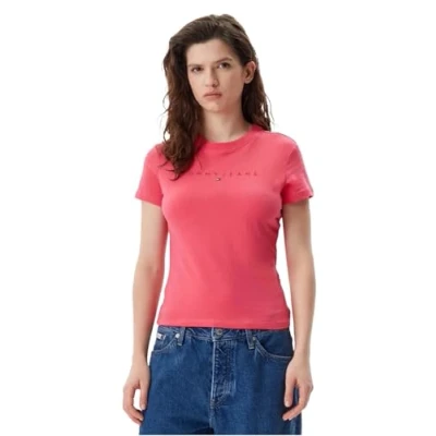 Afbeelding van Tommy Jeans Dames TJW SLIM TONAL LINEAR TEE EXT S/S T shirt, rood, XS, Rood (Amour), XS