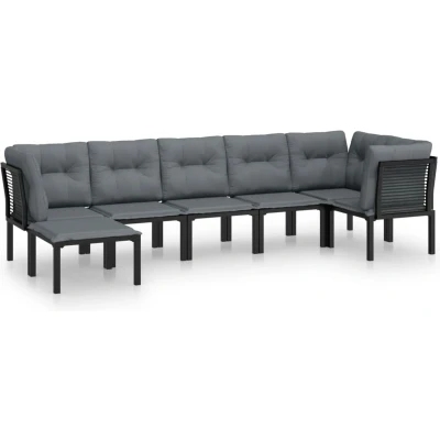 Afbeelding van vidaXL 7 delige Loungeset poly rattan zwart en grijs