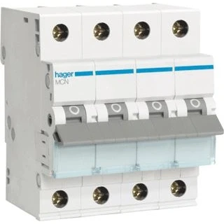 Afbeelding van Hager installatieautomaat 3p n 6ka c karakteristiek 6a 4 modulen mcn606e