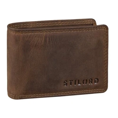 Afbeelding van STILORD &#039;Jay&#039; Mini Portemonnee Heren RFID Leer Vintage Wallet Elegante Kaarthouder Echt Klein Geldtasje voor Mannen van Leer, Kleur:middel bruin