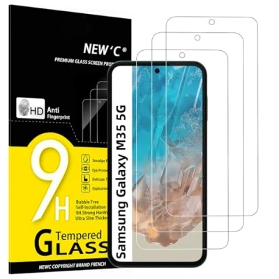 Afbeelding van NEW&#039;C 3 Stuks, Screen Protector voor Samsung Galaxy M35 5G, Gehard Glass Schermbeschermer Film 0.33 mm ultra transparant, resistent