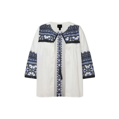 Afbeelding van Ulla Popken 3/4 Sleeve Blouse, Dames, Maat: 42/44, Snow white
