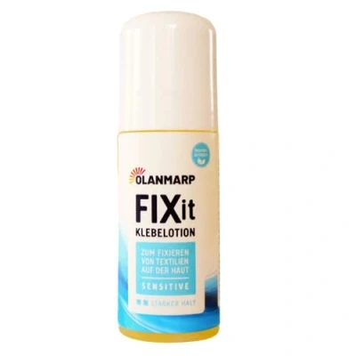 Afbeelding van Olanmarp Huidslijm FIX IT speciale in water oplosbare kleeflaag voor een goede grip van textiel, compressiekousen en meer. Made Germany (60 ml)